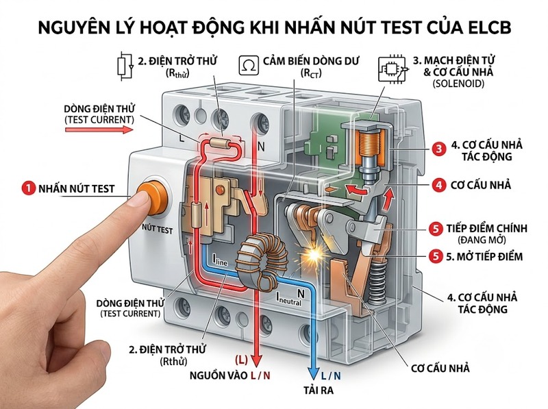 Nút Test ELCB dùng để làm gì và kiểm tra thế nào?
